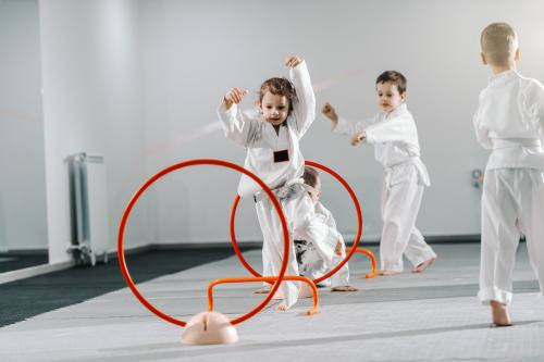 Children during judo training