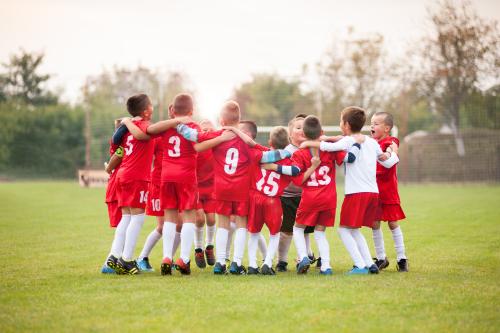 Boys playing soccer