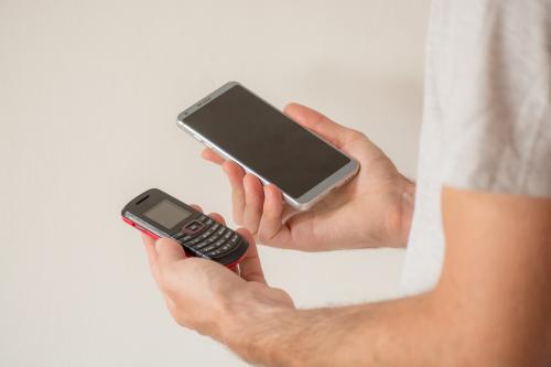 A cell phone and a smartphone