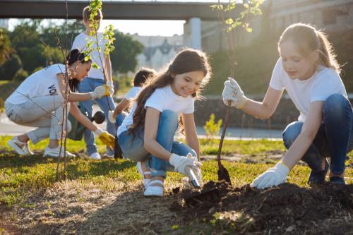 Children planting trees